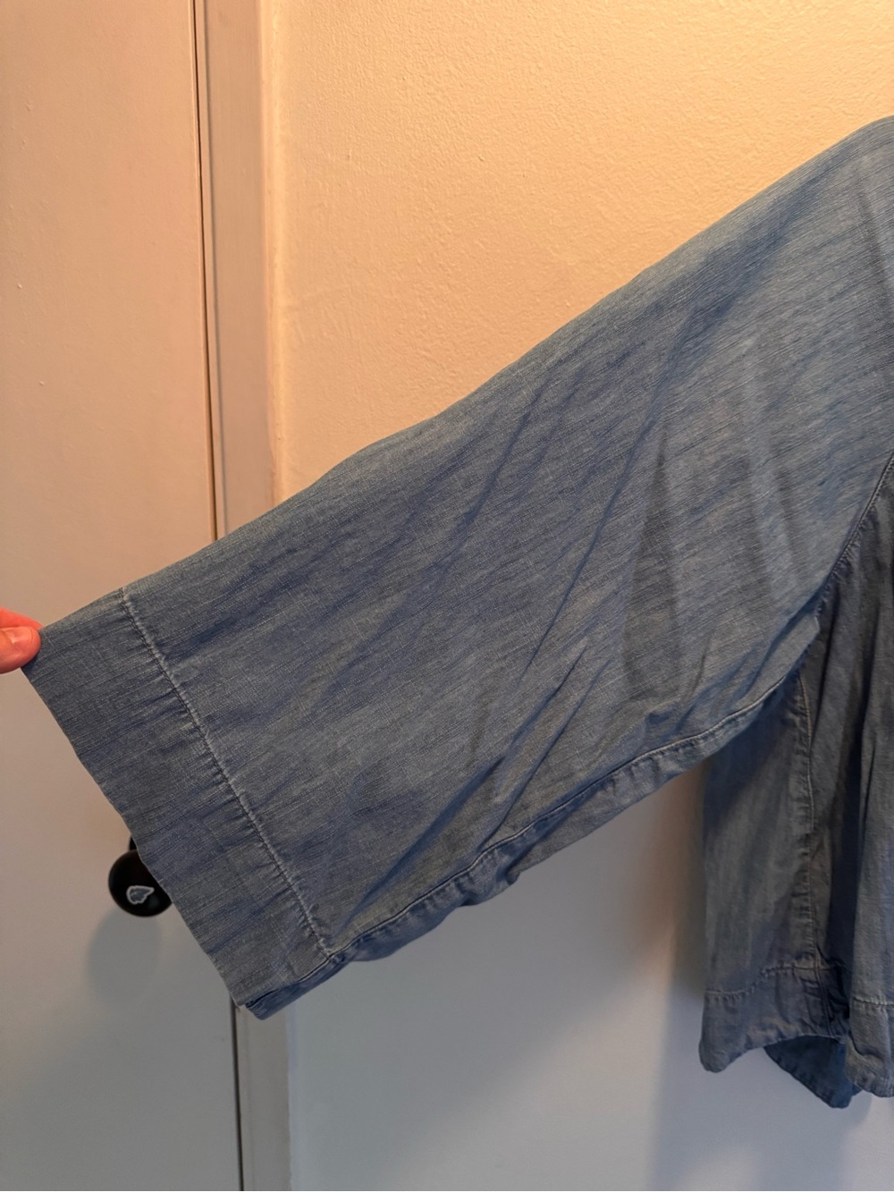 Madewell Washed Blue Lightweight Cotton Peasant Top - Size L - Picture 4 of 5